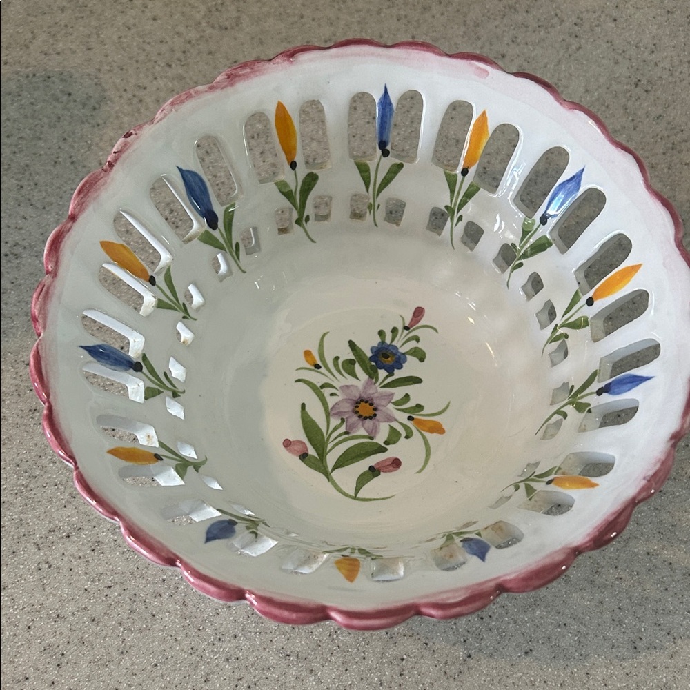Floral Hand painted in Portugal Ceramic Bowl